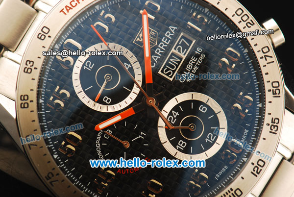 Tag Heuer Carrera Calibre 16 Automatic Movement Full Steel with Black Dial - Click Image to Close